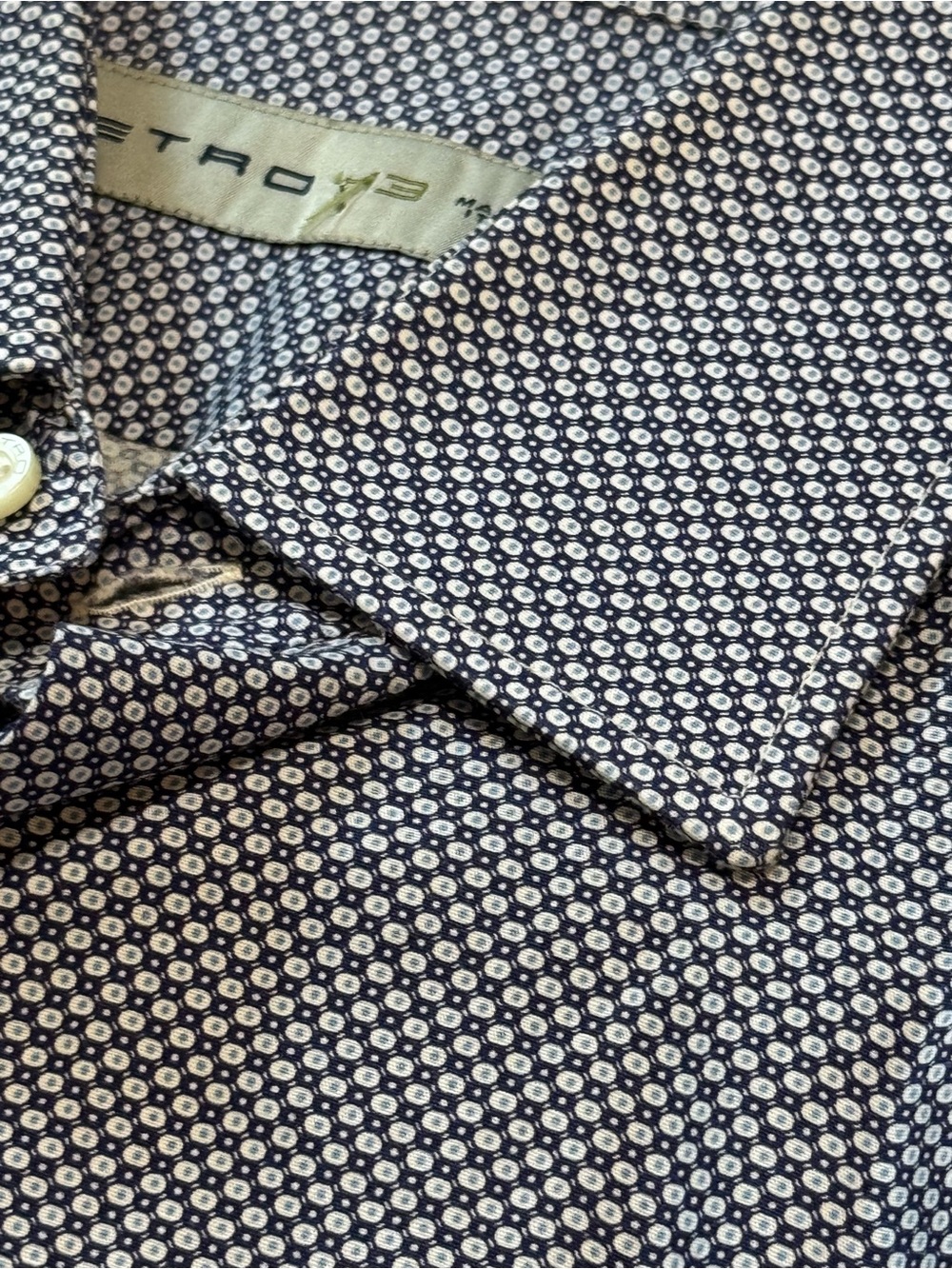 Etro Navy & White Micro Circle Button-Down Shirt